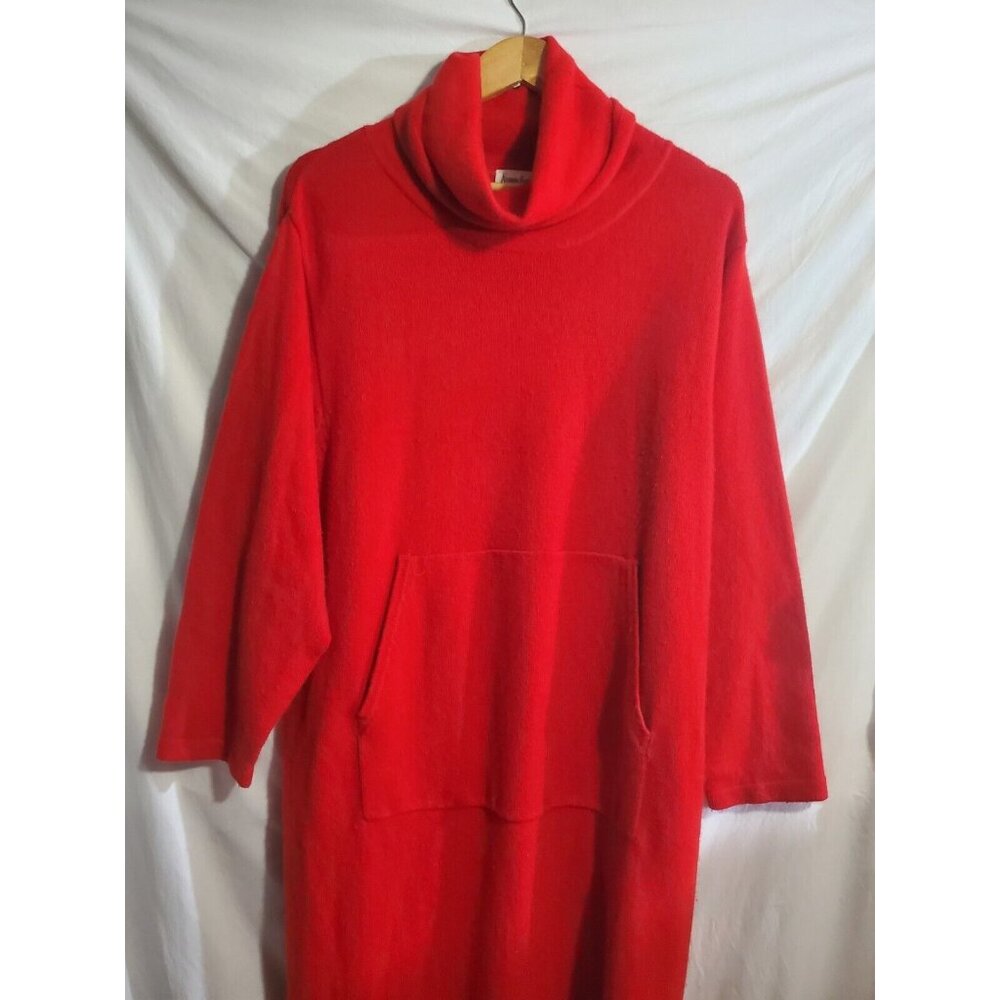 Neiman Marcus Red Cashmere Cowlneck Maxi Sweater Woman's Cozy Lounge Wear Sz S